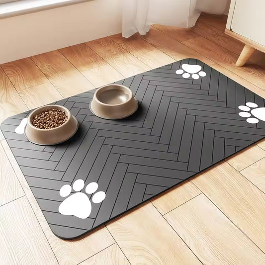 Absorbent Pet Feeding Mat Waterproof Quick Dry Rubber Backing for Dog & Cat Bowls