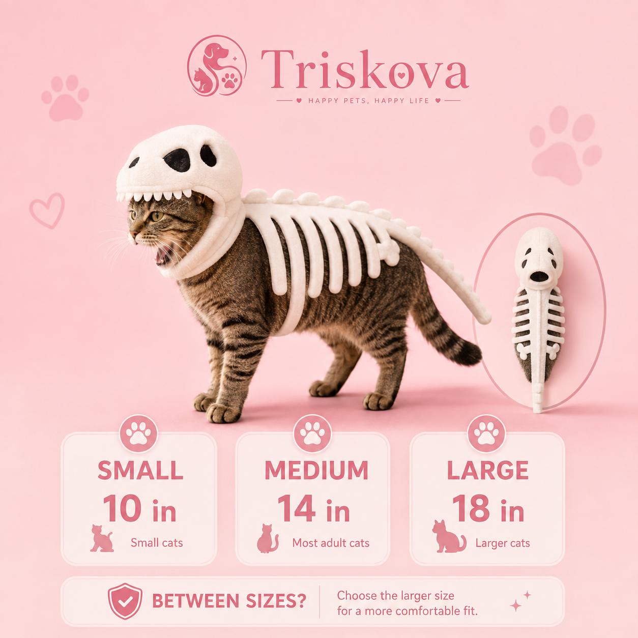 Triskova Cute Dinosaur Skeleton Pet Costume