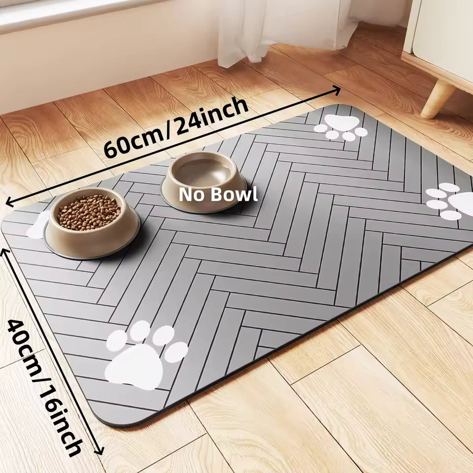 Absorbent Pet Feeding Mat Waterproof Quick Dry Rubber Backing for Dog & Cat Bowls