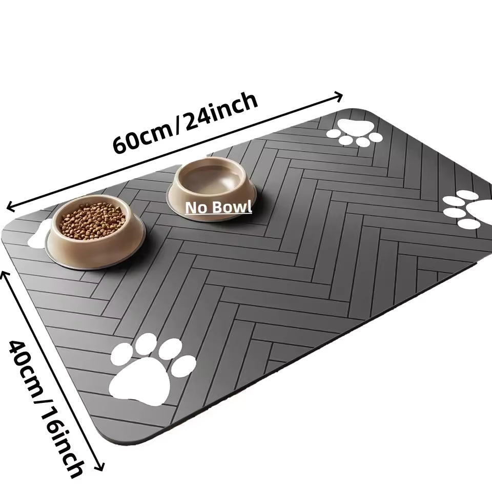 Absorbent Pet Feeding Mat Waterproof Quick Dry Rubber Backing for Dog & Cat Bowls