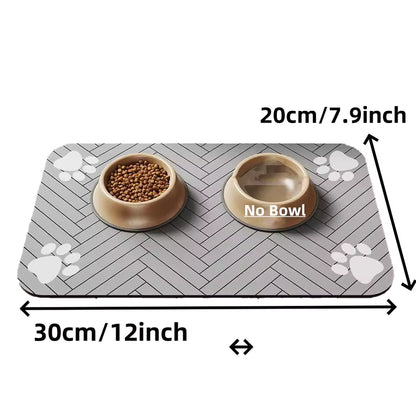 Absorbent Pet Feeding Mat Waterproof Quick Dry Rubber Backing for Dog & Cat Bowls