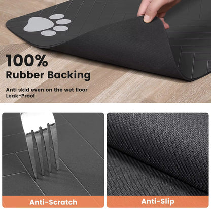 Absorbent Pet Feeding Mat Waterproof Quick Dry Rubber Backing for Dog & Cat Bowls