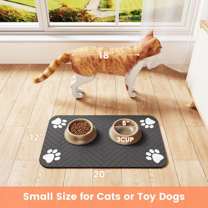 Absorbent Pet Feeding Mat Waterproof Quick Dry Rubber Backing for Dog & Cat Bowls