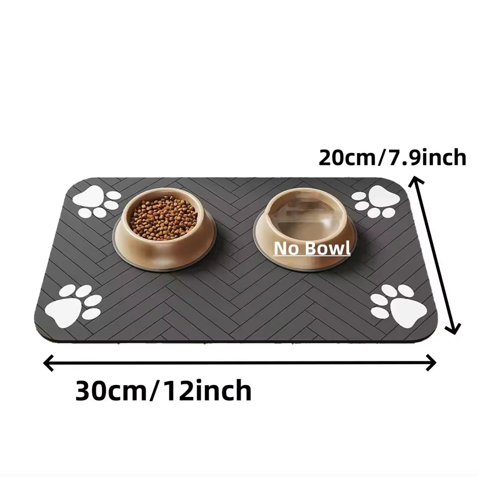 Absorbent Pet Feeding Mat Waterproof Quick Dry Rubber Backing for Dog & Cat Bowls