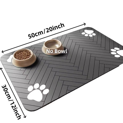 Absorbent Pet Feeding Mat Waterproof Quick Dry Rubber Backing for Dog & Cat Bowls