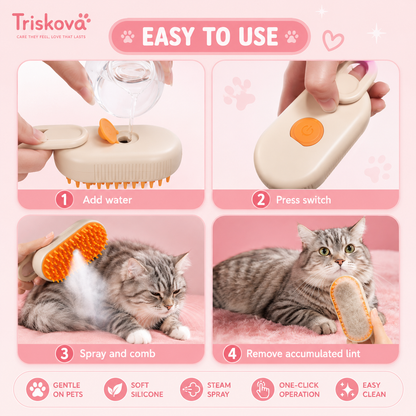 Triskova™ SteamGroom Pro 3-in-1 Pet Brush