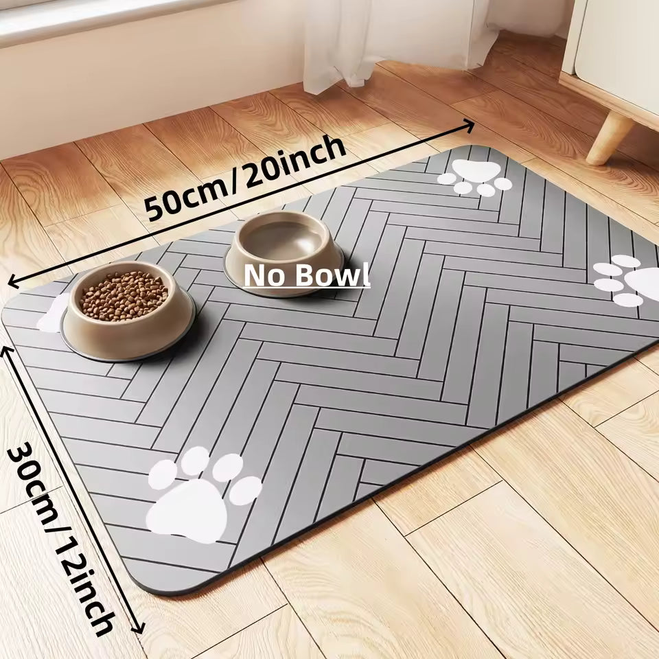 Absorbent Pet Feeding Mat Waterproof Quick Dry Rubber Backing for Dog & Cat Bowls