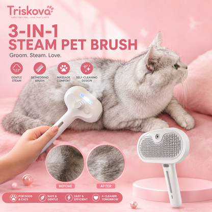 Triskova™ SteamGroom Pro 3-in-1 Pet Brush