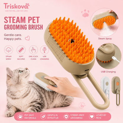 Triskova™ SteamGroom Pro 3-in-1 Pet Brush